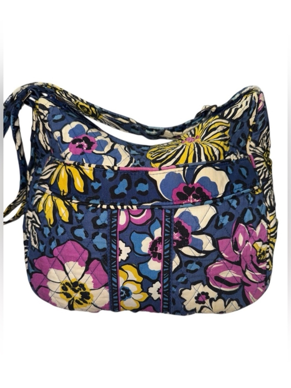 📌Vera Bradley Quilted Floral Crossbody Bag Adjustable Strap Blue Pink